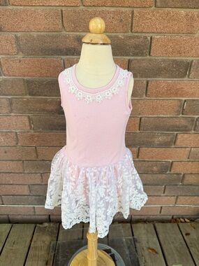 Nanette Baby Pink Dress with Cream Lace Trim Size 2T
